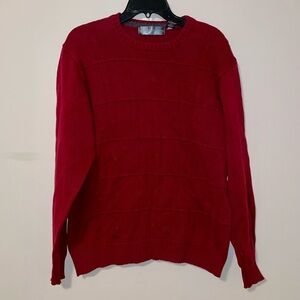 Oscar de la Renta Crew Neck Cotton Burgundy Sweater Size Large